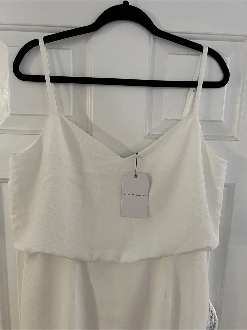 Dress the Population White Midi Sheath Dress with Spaghetti Straps - Picture 2 of 7